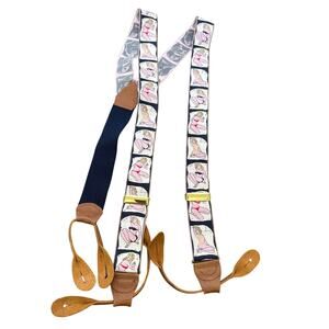 Men's Novelty Suspenders Pin up Girls Beach Figures Bikinis Stretch Adjustable